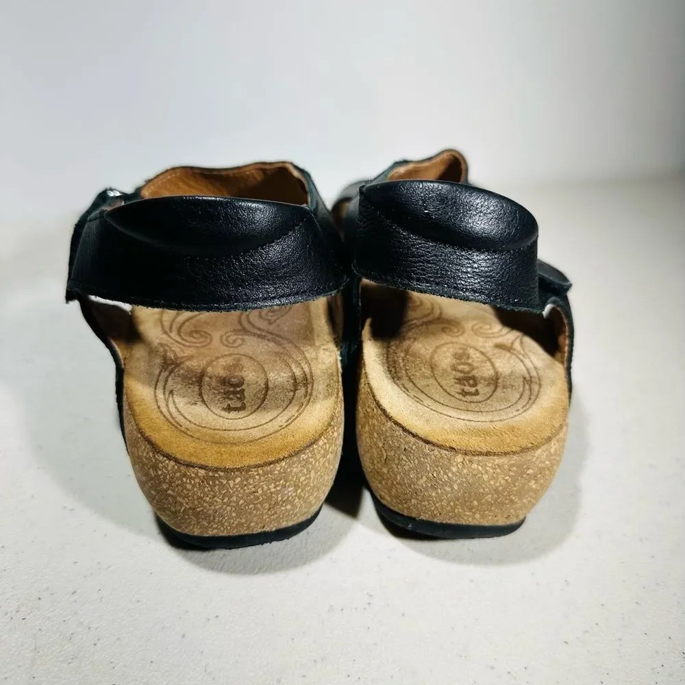 Taos Black Leather Women's Adjustable Sandals - Picture 8 of 8